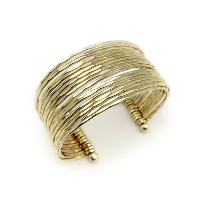 Anju Jewelry - Gold Plated Adjustable Cuff Bracelet - Hammered Bands