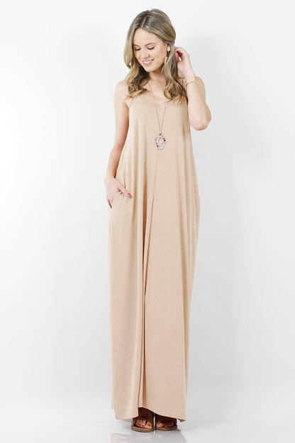 Maxi Dress adjustable strap & side pockets