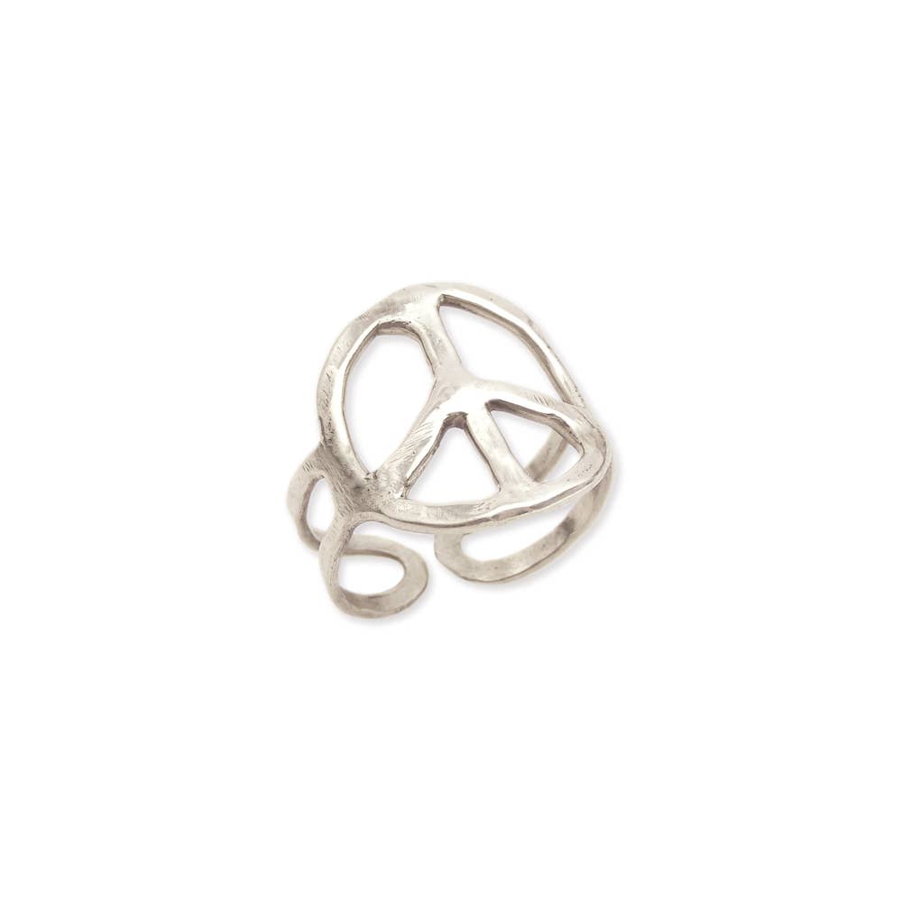 ZAD - Woodstock Vibes Silver Peace Sign Ring