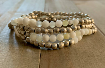 Nellie Pratt Artisan Jewelry - Trophy Wife- onyx fair trade silver stretch bracelet set